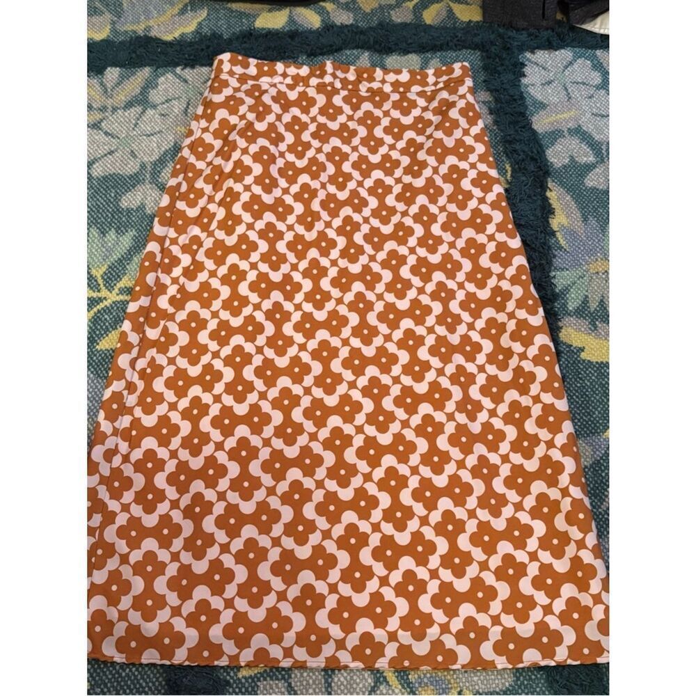 Anthropologie Hutch Printed Floral Orange Midi Skirt - Size 4